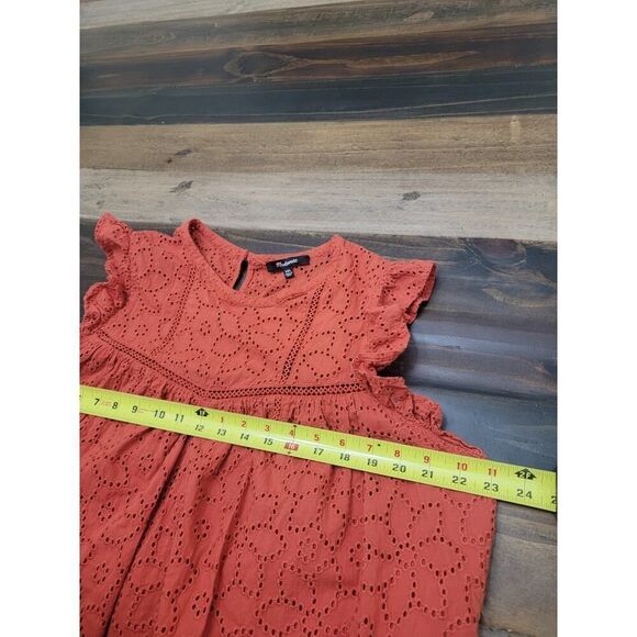 Madewell Eyelet Ruffle-Sleeve Pintuck Mini Dress Boho Fresh Chili Plus Size XXL - Picture 8 of 11